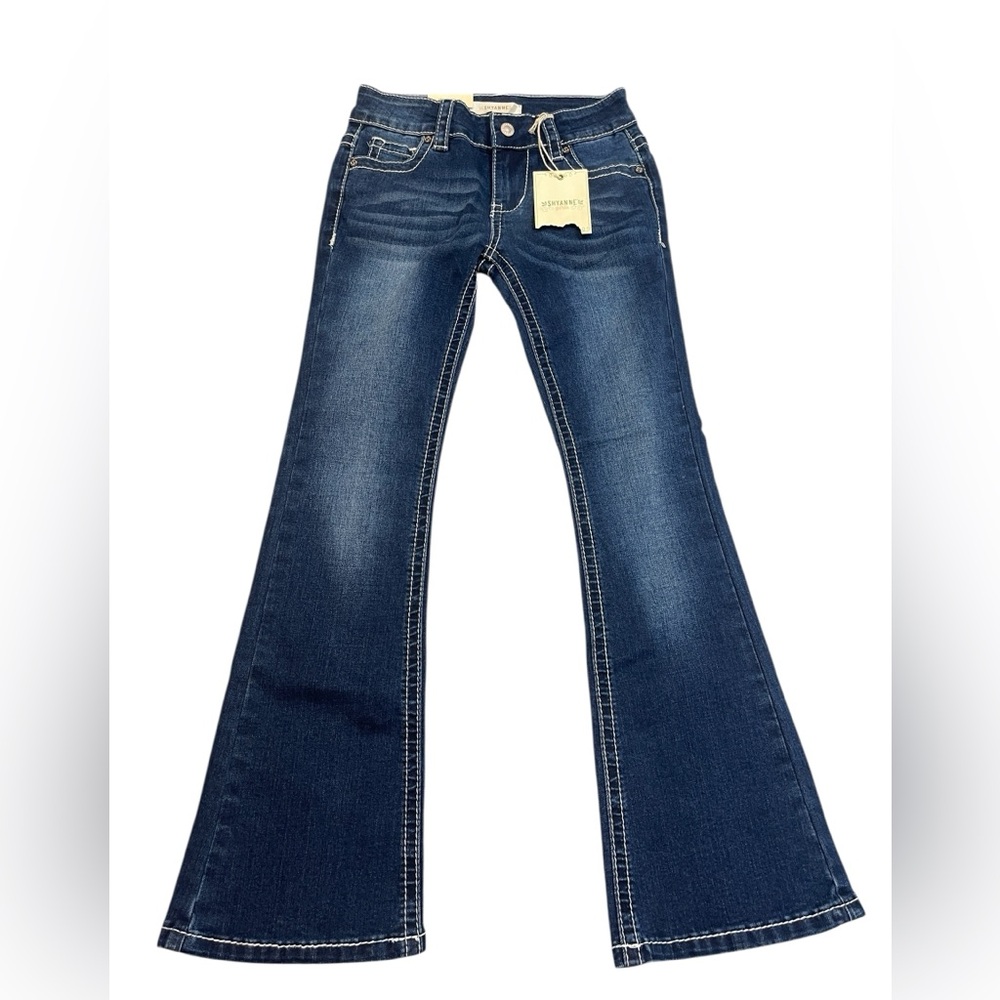 Shyanne Girls Embroidered Blue Denim Bootcut Western Cowgirl Jeans size 6X New